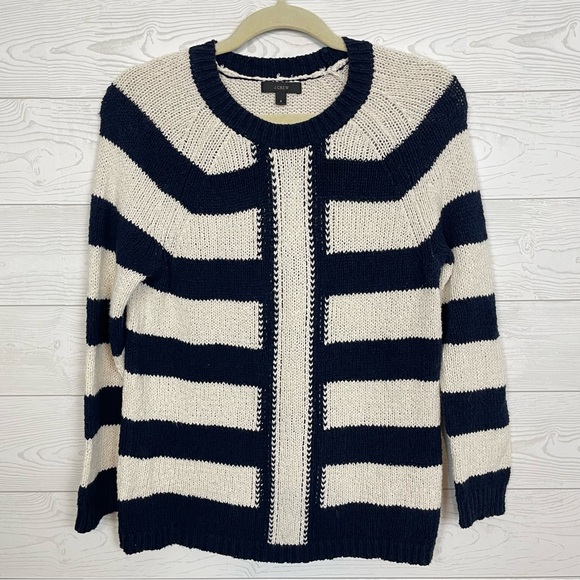 J. Crew Linen Blend Mixed Stripe Sweater Pullover Size Small Knit - Picture 3 of 10